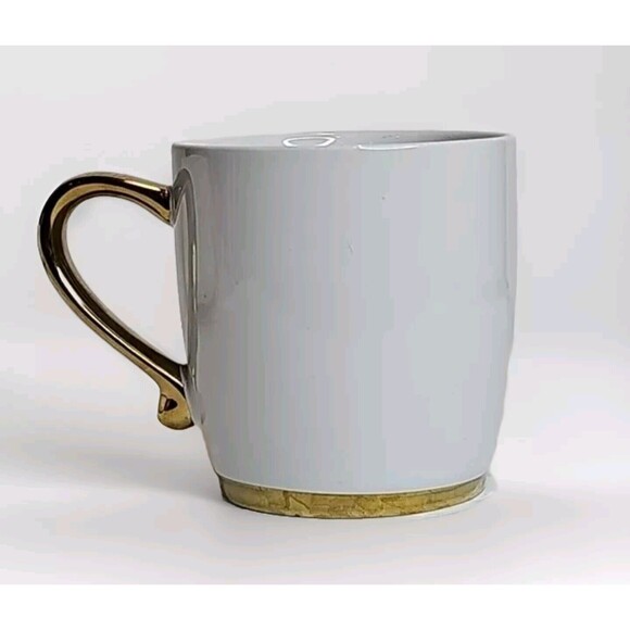 Design Pac Gifts Large Soup Cup Coffee Mug White Gold Monogram L Personalized - Picture 2 of 6